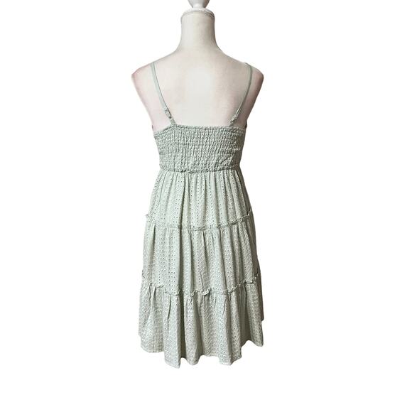Sin & sam Sleeveless Tiered Dress In Cotton Eyelet mint green SZ M - Picture 4 of 11